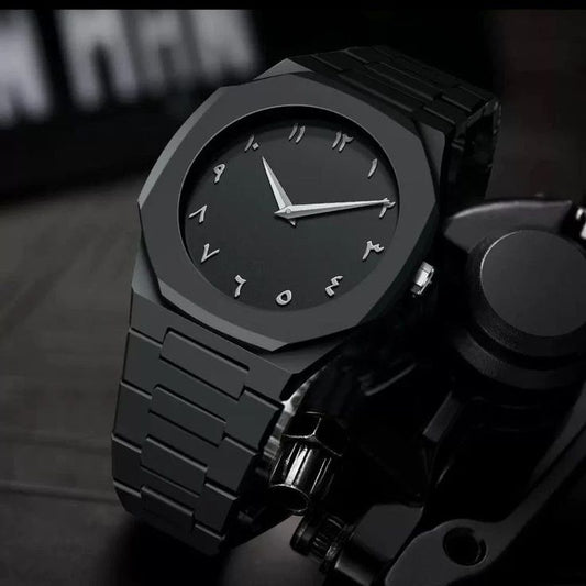 “Premium Black Arabic Aura Men’s Watch – Elegant Timepiece for Every Occasion”